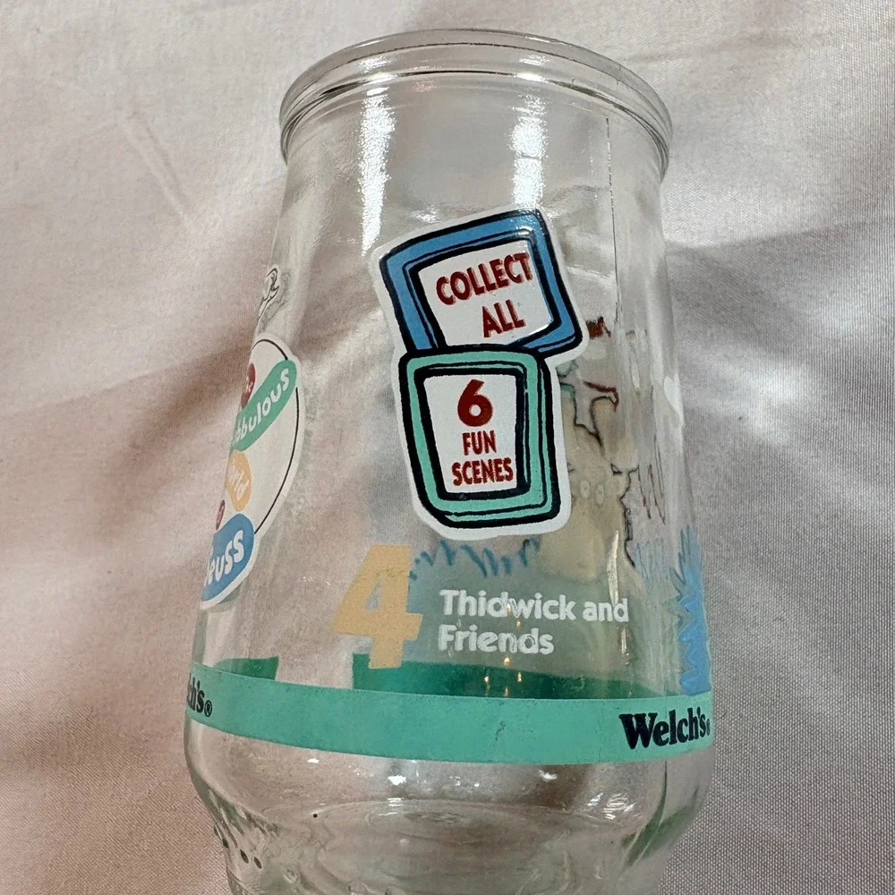 Welch's Dr Seuss Jelly Jar Glass 1996 Thidwick and Friends Vintage 4oz Tumbler